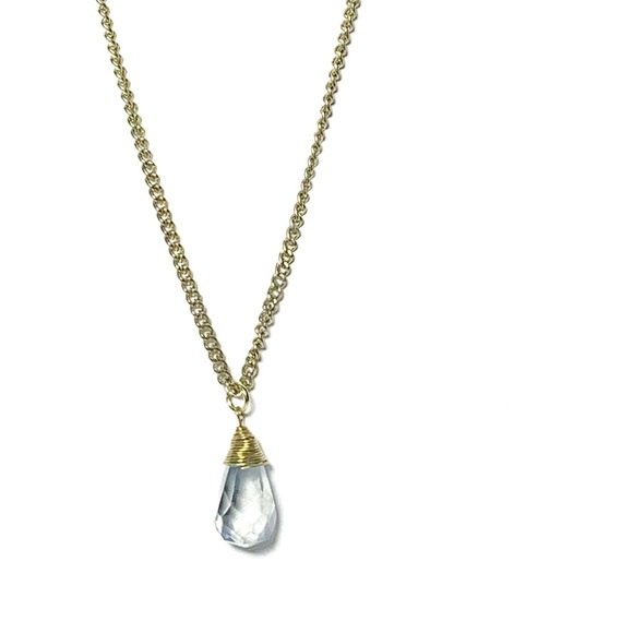 5/$20 Quartz crystal pendant necklace, translucent blue - Picture 4 of 6